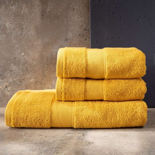 Komplet ręczników Cairo 3 szt. yellow, 2 szt. 50 x 90 cm  / 1 szt. 70 x 140 cm Dekoria