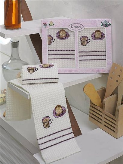 Komplet ręczników kuchennych bawełnianych waffle haft VOTRE 40 x 60 cm - VOTRE 2 Darymex