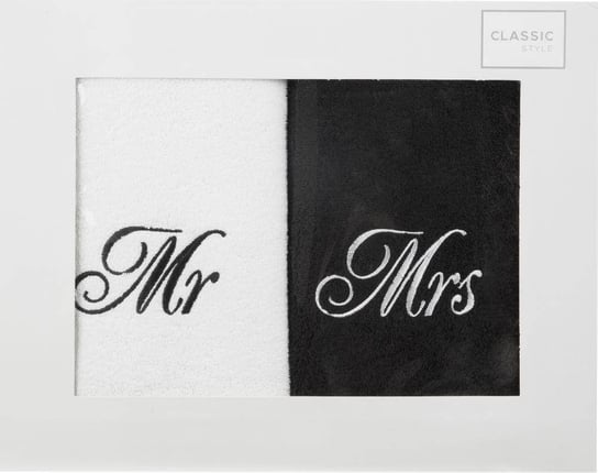 Komplet Ręczników Mr Mrs 2 2 szt. 50 x 90 Biały Eurofirany