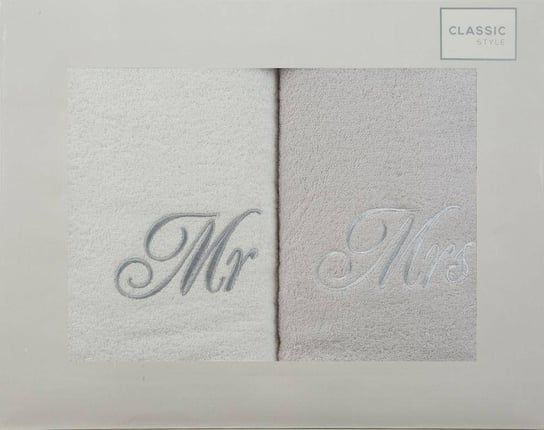 Komplet Ręczników Mr Mrs 2 2 szt. 50 x 90 Biały Eurofirany