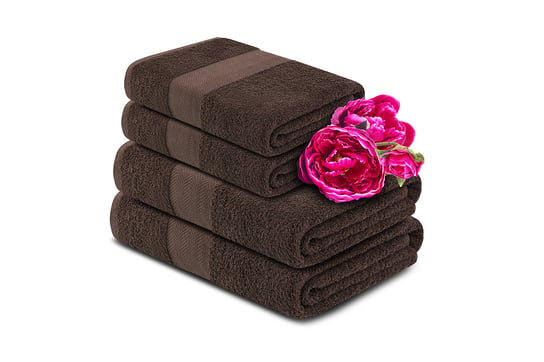Komplet ręczników średnich KONSIMO Lente, brązowy, 70x130, 50x90 cm, 4 szt. Konsimo