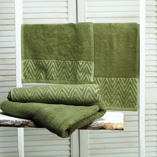 Komplet ręczników Terry 3szt. moss green, komplet 3 szt. Dekoria