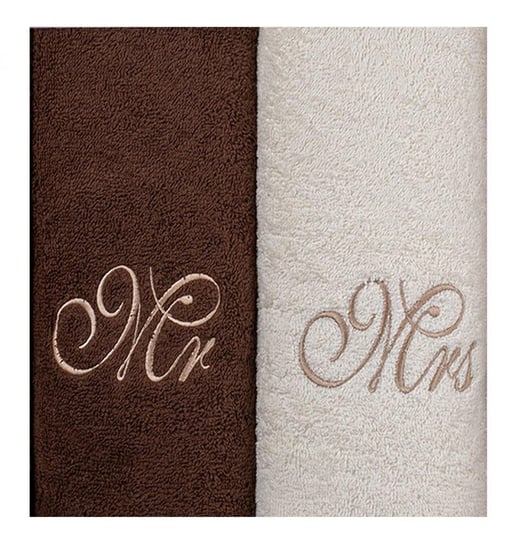 Komplet ręczników w folii 2 szt MR&MRS brązowy ekri 70x140 400g/m2 ZARATEX