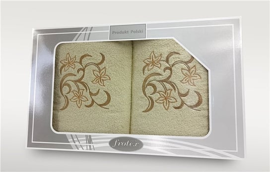 Komplet ręczników w pudełku 2 szt 50x90 70x140 Gift kremowy Frotex Greno
