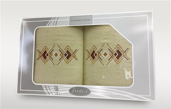 Komplet ręczników w pudełku 2 szt 50x90 70x140 Gift kremowy Frotex Greno