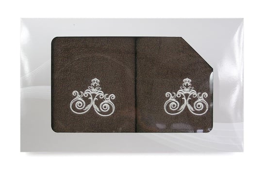 Komplet ręczników w pudełku 2 szt VIVA brązowy wzór nr 1, 50x90, 70x140 Greno Greno