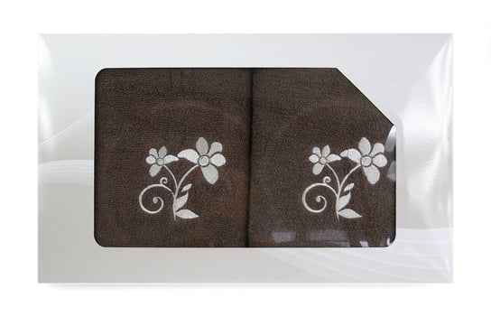 Komplet ręczników w pudełku 2 szt VIVA brązowy wzór nr 3 Greno