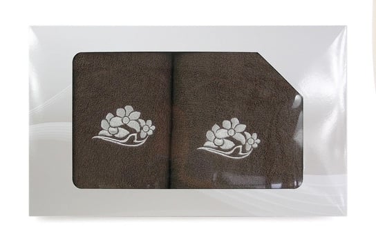 Komplet ręczników w pudełku 2 szt VIVA brązowy wzór nr 4 Greno