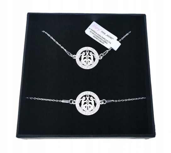 Komplet rodowanej biżuterii srebrnej znak zodiaku Bliźnięta Nefryt