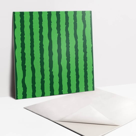 Komplet Samoprzylepnych Kafelków - Zielony rysunkowy arbuz, 30x30 cm - 9 sztuk Tulup