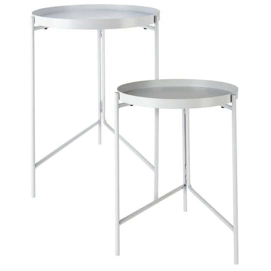 Komplet stolików pomocniczych białe okrągłe metalowe H&S Decoration