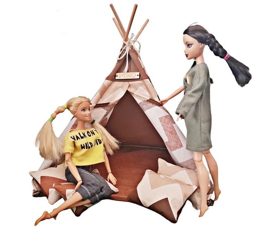 Komplet  Tipi Dla Lalek Barbie , Wigwam , Namiot Z Poduszkami 9 El. Zygzak Caffe PINO