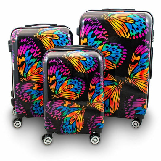 Komplet walizek 3 szt Berwin Butterfly czarne XL+L+M podróżne walizki walizka bagażowa / Berwin Inna marka