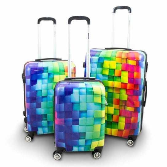 Komplet walizek do samolotu 3 szt podróżnych Berwin Cube XL+L+M poliwęglan z rączką teleskopową na 4 kółkach / BERWIN Inna marka