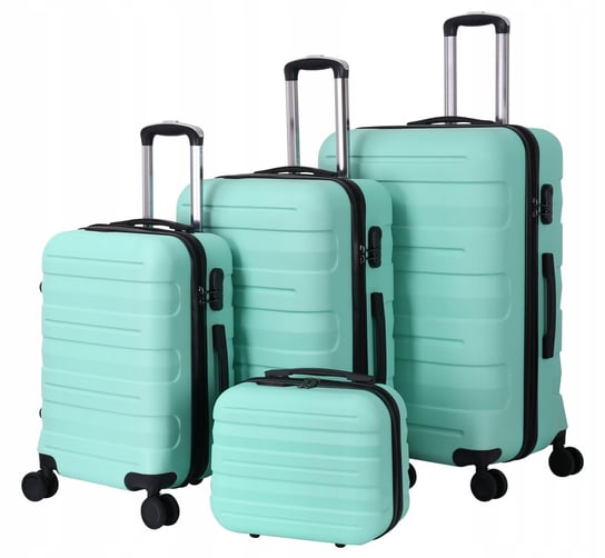 KOMPLET WALIZEK NA 4 KÓŁKACH Zestaw trzy walizki + kuferek Bagaż ABS 4w1 K04 Kiamo