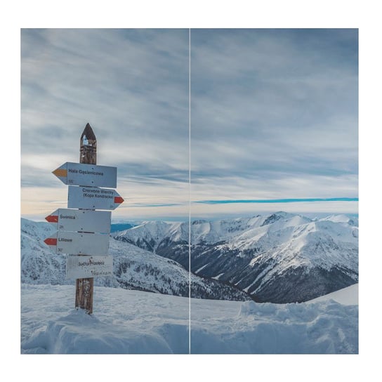 Komplet zasłon TEKSTYLIALAND Góra Góry Tatry, niebiesko-biały, 140x240 cm Tekstylialand