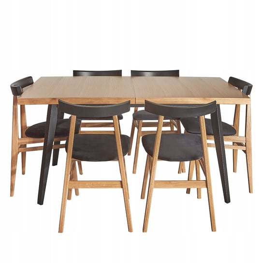 Komplet zestaw KIRA: stół 150+50/90 + 6 krzeseł FRONTI