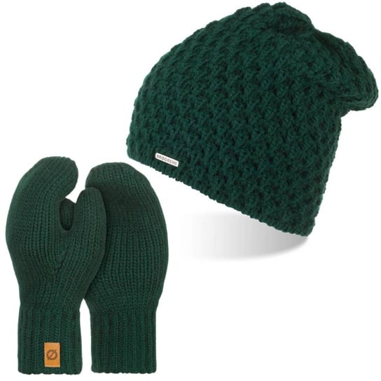 Komplet zimowy butelkowa zieleń czapka cz25 + rękawiczki r2 Brødrene