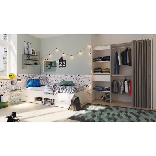 Kompletna sypialnia dziecięca LILA: Łóżko + komoda - Biały wystrój - DEMEYERE - Wyprodukowano we Francji Demeyere