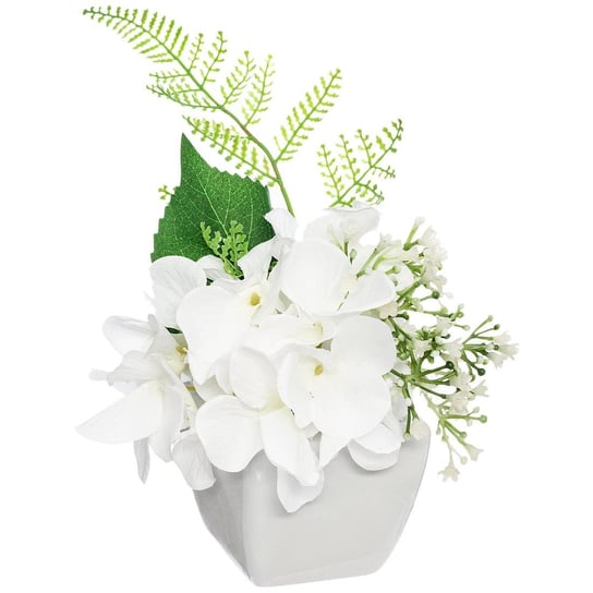 Kompozycja kwiatowa w donicy, 20 cm, hortensja, kolor biały Atmosphera