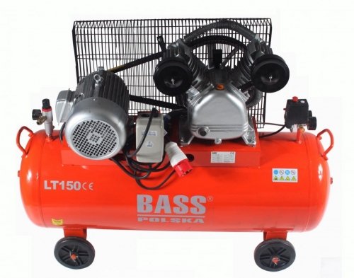 Kompresor powietrza 150l 880l/min dwutłokowy z pompą typu V Bass Polska