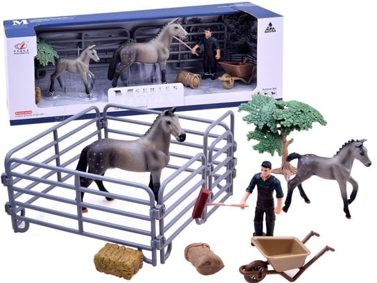 Koń i źrebie farmer zestaw malowane figurki ZA2605 Inna marka
