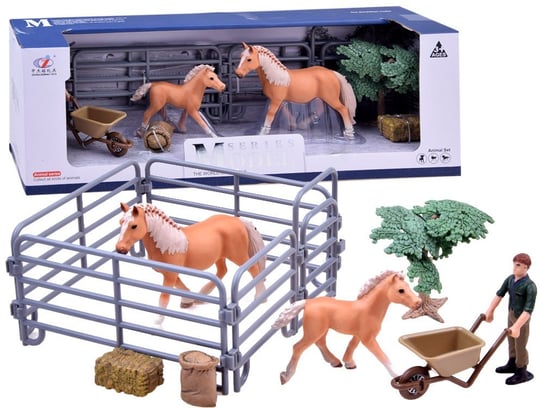 Koń i źrebie farmer zestaw malowane figurki ZA2605 Inna marka
