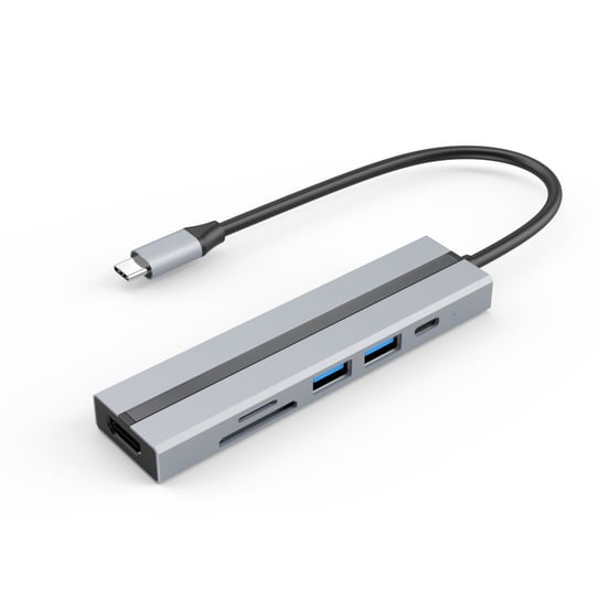 Koncentrator USB-C 6 w 1 z portami HDMI 4K, USB 3.0/2.0 i czytnikiem kart SD/TF INF