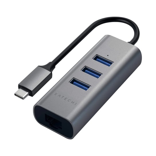 Koncentrator USB-C do 3x USB i Ethernet Kompaktowa konstrukcja Satechi Grey Satechi