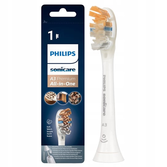 Końcówka do szczoteczek PHILIPS Sonicare A3 Premium All-in-One HX9092/10, biała Philips