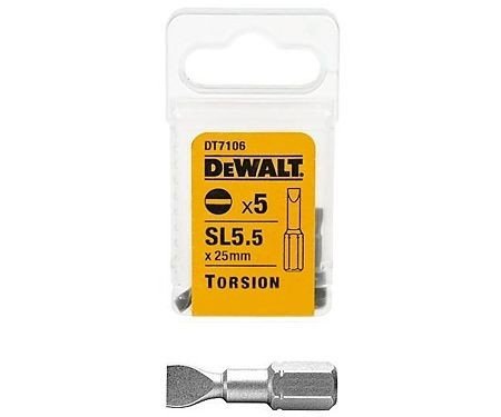 Końcówki Torsion płaskie 5,5x25 mm 5szt. DT7106 DeWalt DeWalt