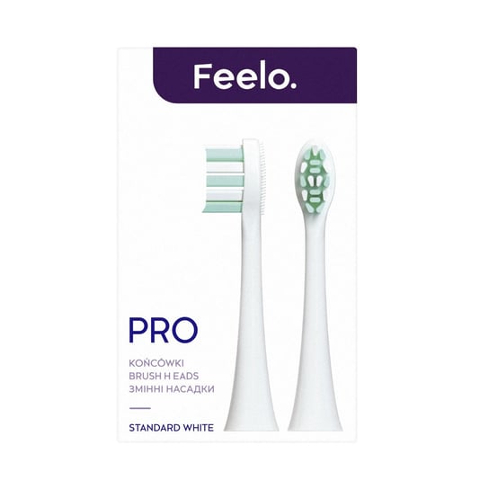 Końcówki wymienne Feelo Pro White Standard do szczoteczki sonicznej Feelo Pro Feelo