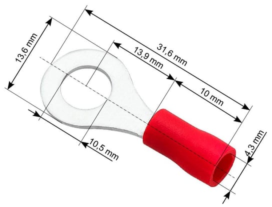 Konektor oczkowy izolowany M10 10mm / 10 sztuk Prolech