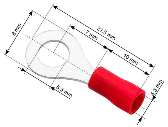 Konektor oczkowy izolowany M5 5mm / 10 sztuk Prolech