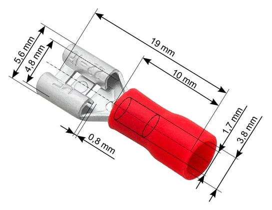 Konektor żeński izolowany 4.8mm / 10 sztuk Prolech