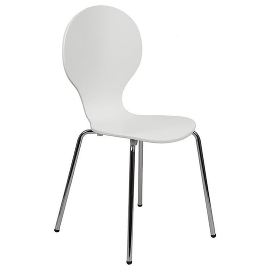 Konferencyjne krzesło sklejkowe TDC-122 do biura, restauracji, hotelu, biały, stelaż chromowany, stopki Stema