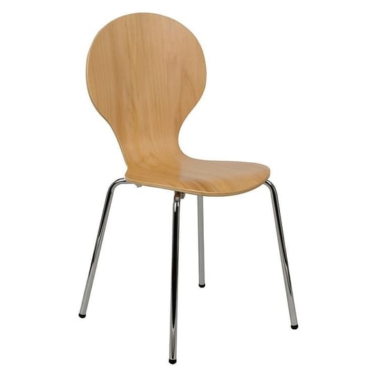 Konferencyjne krzesło sklejkowe TDC-122 do biura, restauracji, hotelu, kolor naturalny, stelaż chromowany, stopki Stema