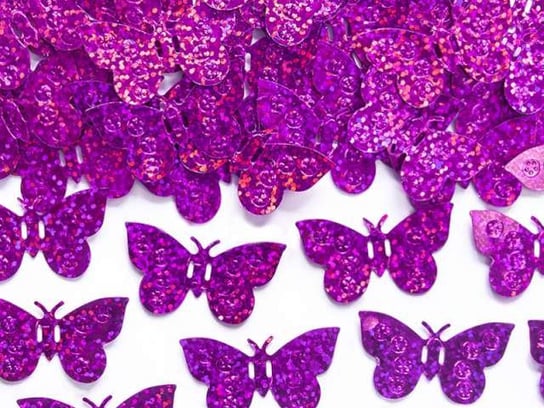 Konfetti holograficzne, Motyle, różowe, 15 g, 1 op. PartyDeco