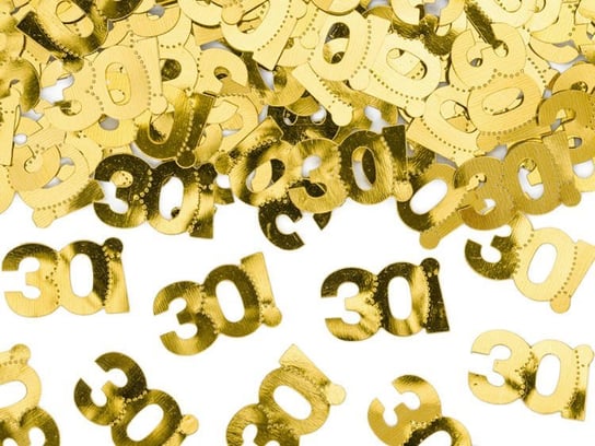 Konfetti metalizowane, złote, liczba 30, 15 g PartyDeco