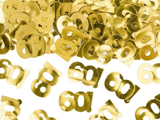 Konfetti metalizowane, złote, liczba 60, 15 g PartyDeco