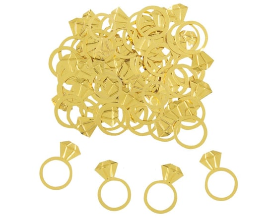 Konfetti plastikowe Pierścionki zaręczynowe, złote, 142 g somgo