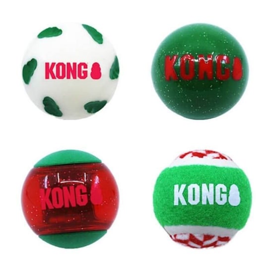 KONG Holiday Ball świąteczna piłka dla psa M 4szt. Kong