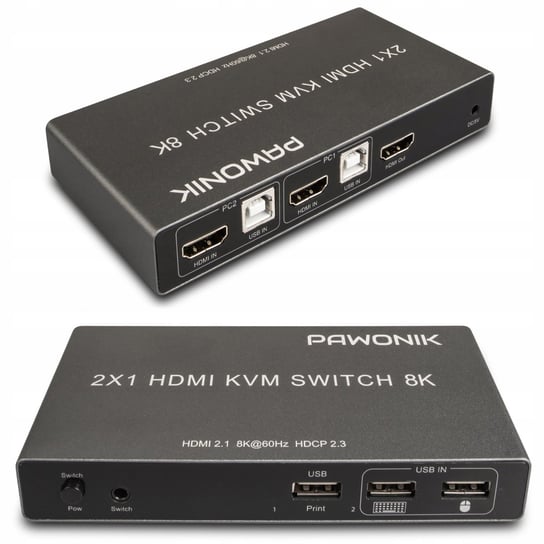 KONSOLA KVM HDMI 2.1 Przełącznik Switch 4K120Hz 8K PAWONIK