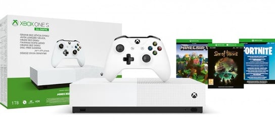 Konsola MICROSOFT Xbox One S, 1 TB All Digital + gra Minecraft + gra Fortnite + gra Sea of Thieves Microsoft