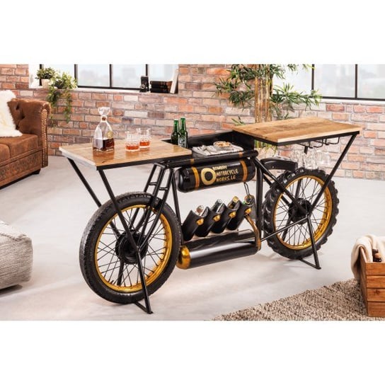 Konsola motorcycle 185cm drewno mango czarny 42108 Invicta Interior