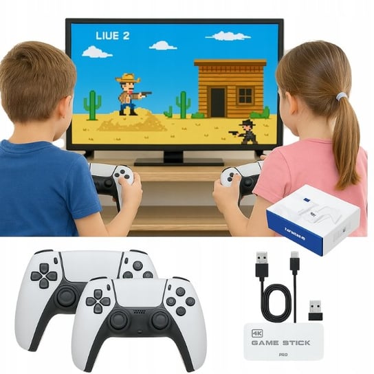 Konsola retro 4K HDMI z grami bezprzewodowe pady do grania na TV dużo gier Inny producent