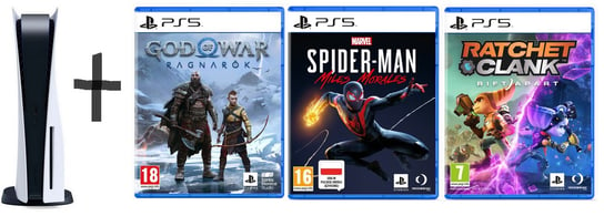 Konsola SONY Playstation 5 + God Of War Ragnarök + Marvel's Spider-Man: Miles Morales + Ratchet & Clank: Rift Apart Sony Interactive Entertainment