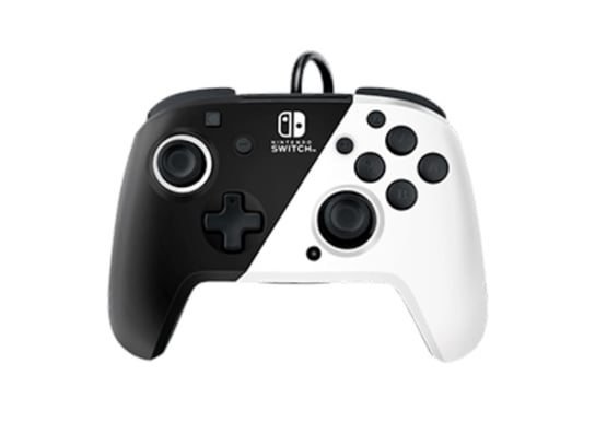 Kontroler PDP Gaming Faceoff Deluxe+ Wired Switch Pro — Czarno-biały — Oficjalna licencja Nintendo — Konfigurowalne przyciski i łopatki — Ergonomiczne kontrolery The Game Bakers