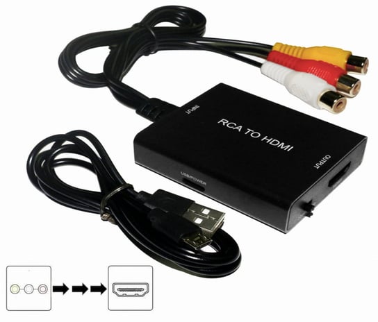 Konwerter Adapter obrazu i dźwięku z AV RCA 3x cinch na HDMI HP