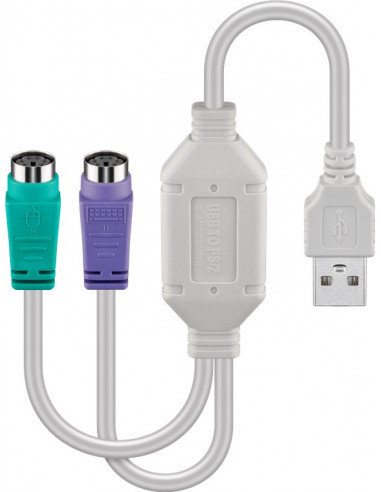 Konwerter/adapter USB–PS/2 - Wersja kolorystyczna Biały Goobay